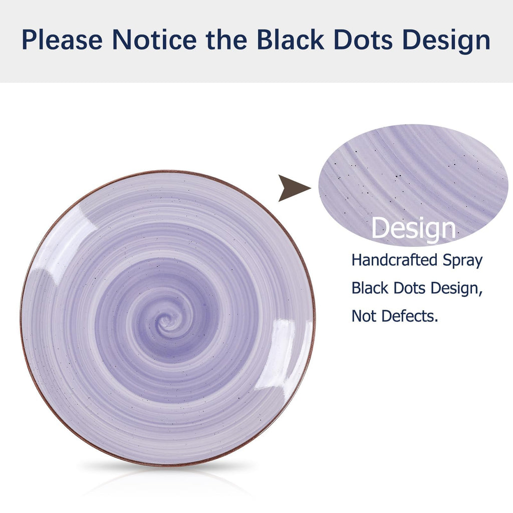 Selamica Ceramic 16-Pieces Dinnerware Set, Ceramic Dishes Set for 4, Kitchen Plates and Bowls Sets, Dinner Plates Set, Spray Black Dots, Gradient Color