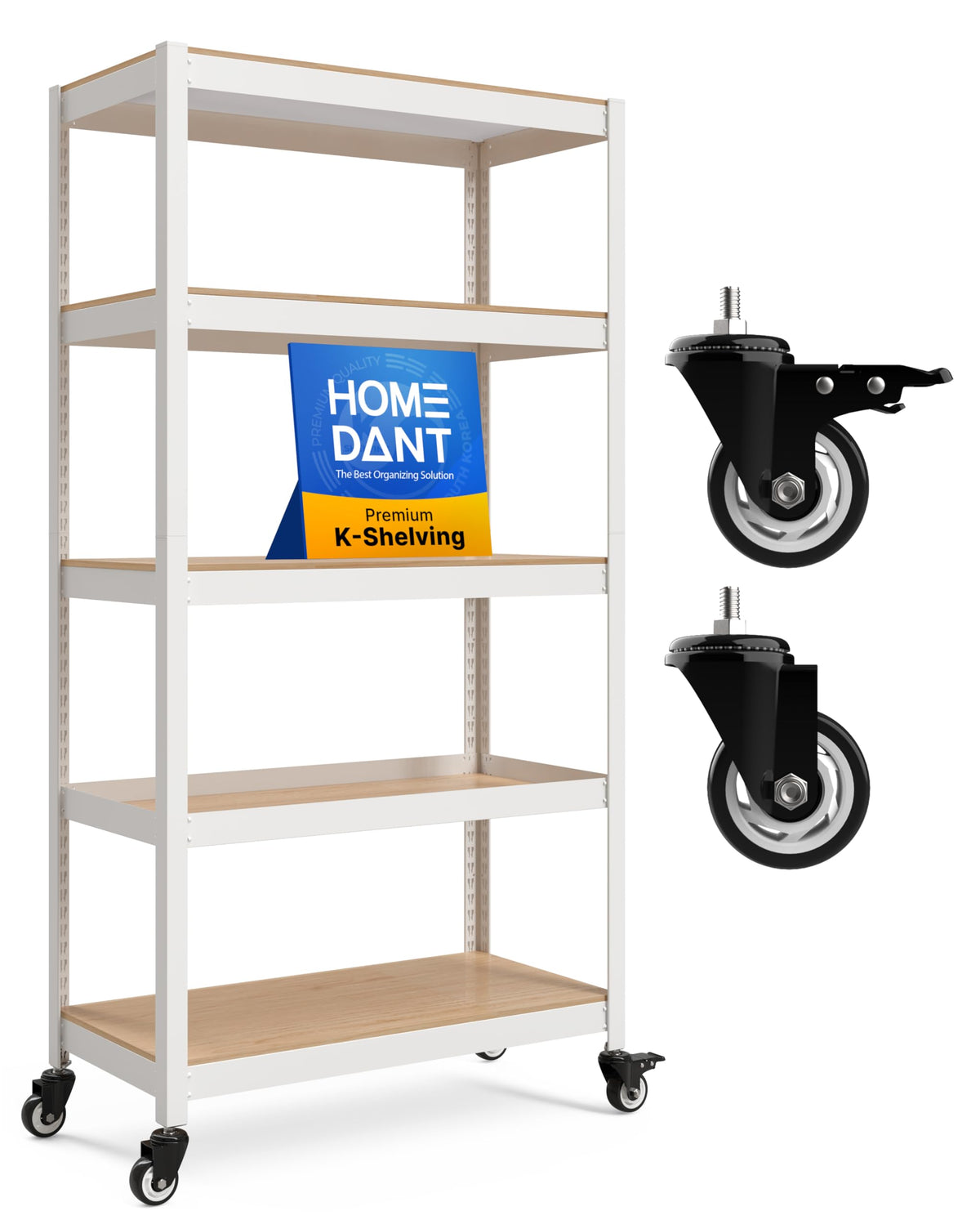 HOMEDANT House Black 36.2" W 5 Tier Rolling Storage Shelves Metal Cart