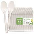Gezond Compostable Spoons 50 Pack 6.7 Inch Disposable Spoons Heavy-duty