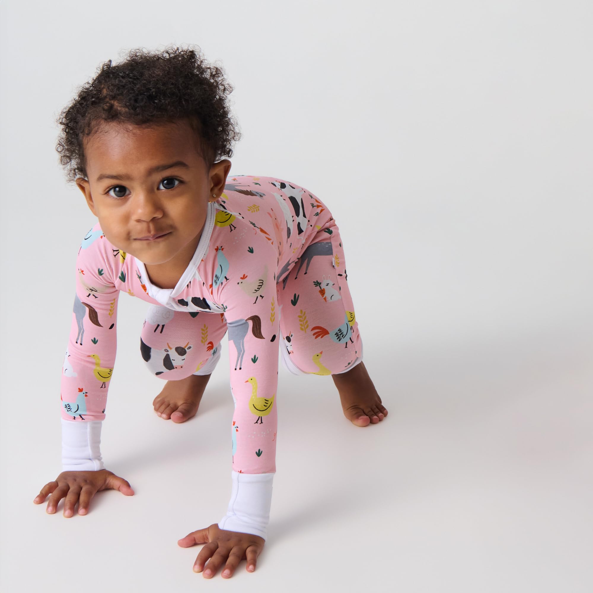 Little Sleepies Baby Pajamas, Pink Farm Animals, 6-12M