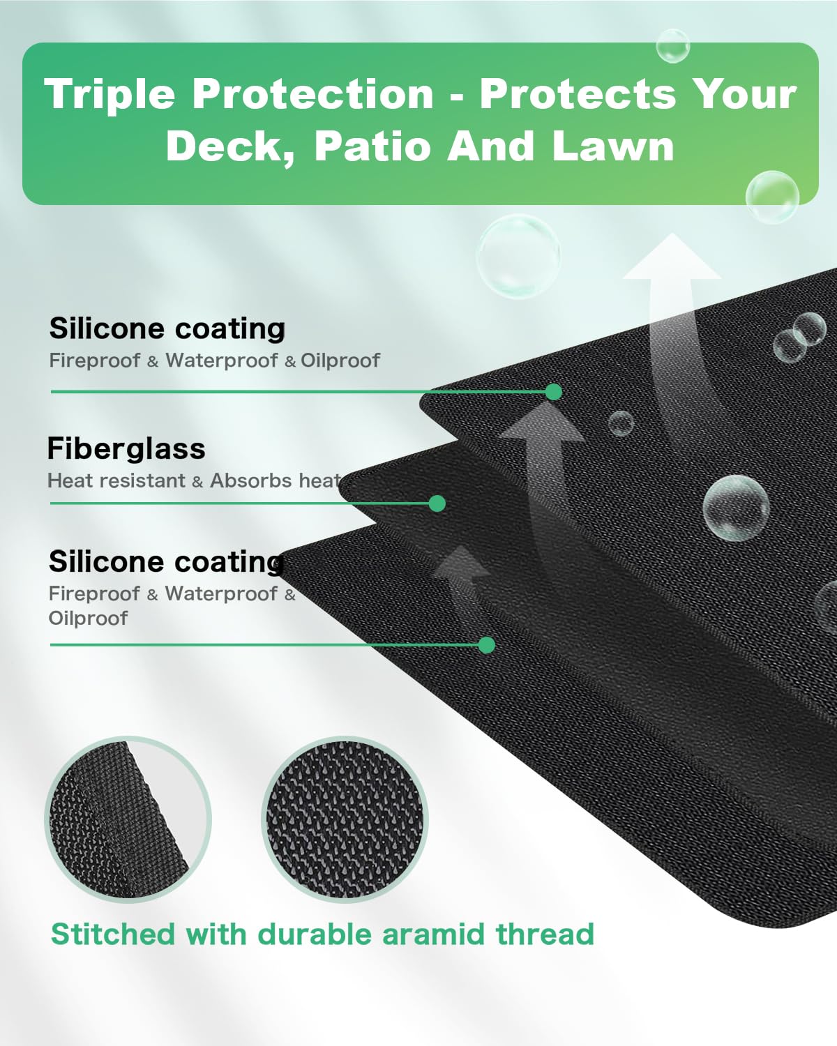 TAOMAND Large 76 x 52 inches Under Grill Mats for Outdoor Grill | BBQ Mat