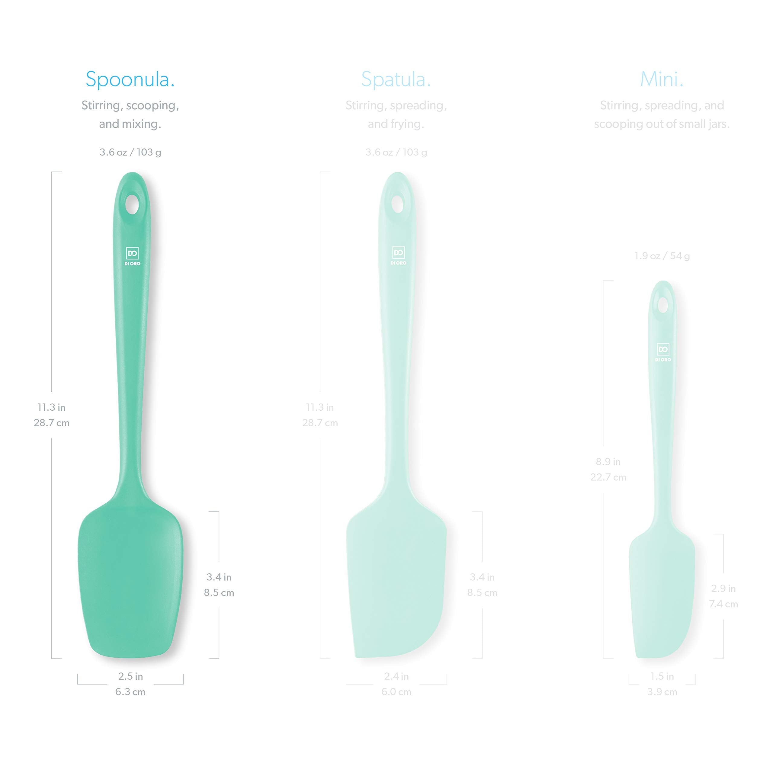 DI ORO Silicone Spoonula - Spoon Spatula, 600F Heat Resistant, Mint