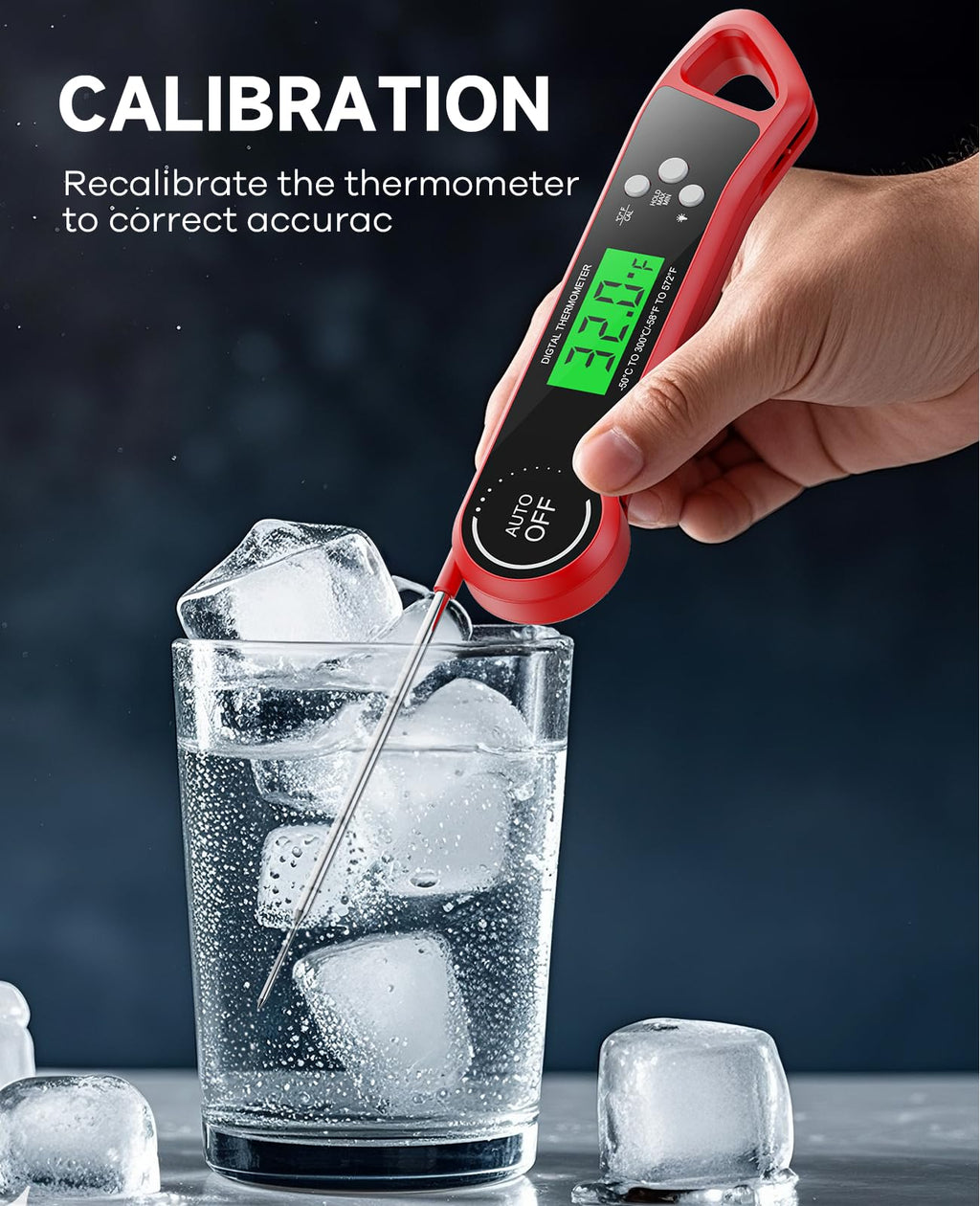 SILVLF Meat Thermometer Digital, Instant Read Thermometer with Backlight, Calibration & Hold Function, Waterproof Food Thermometer for Kitchen and Outside, BBQ,Turkey, Candy, Liquids, Beef