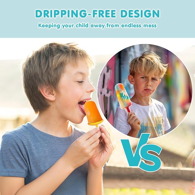 Miaowoof Silicone Popsicles Molds for Toddlers, 8-Cavity Non-BPA Premium Silicone Small Popsicle Molds, Ice Pop Mold with 8 Colorful Reusable Sticks for Kids (White)