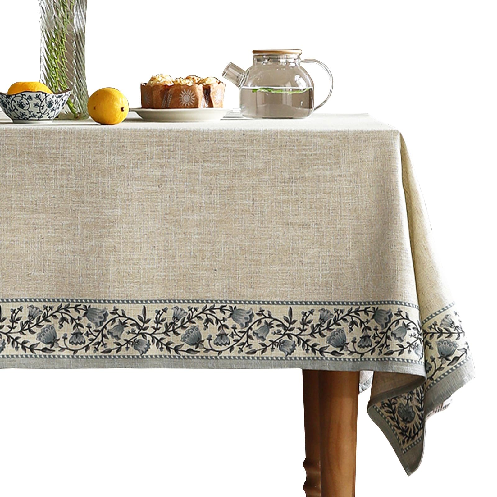 ISAENNE Designer Linen Rectangular Tablecloth,71"x55"-Segerman B