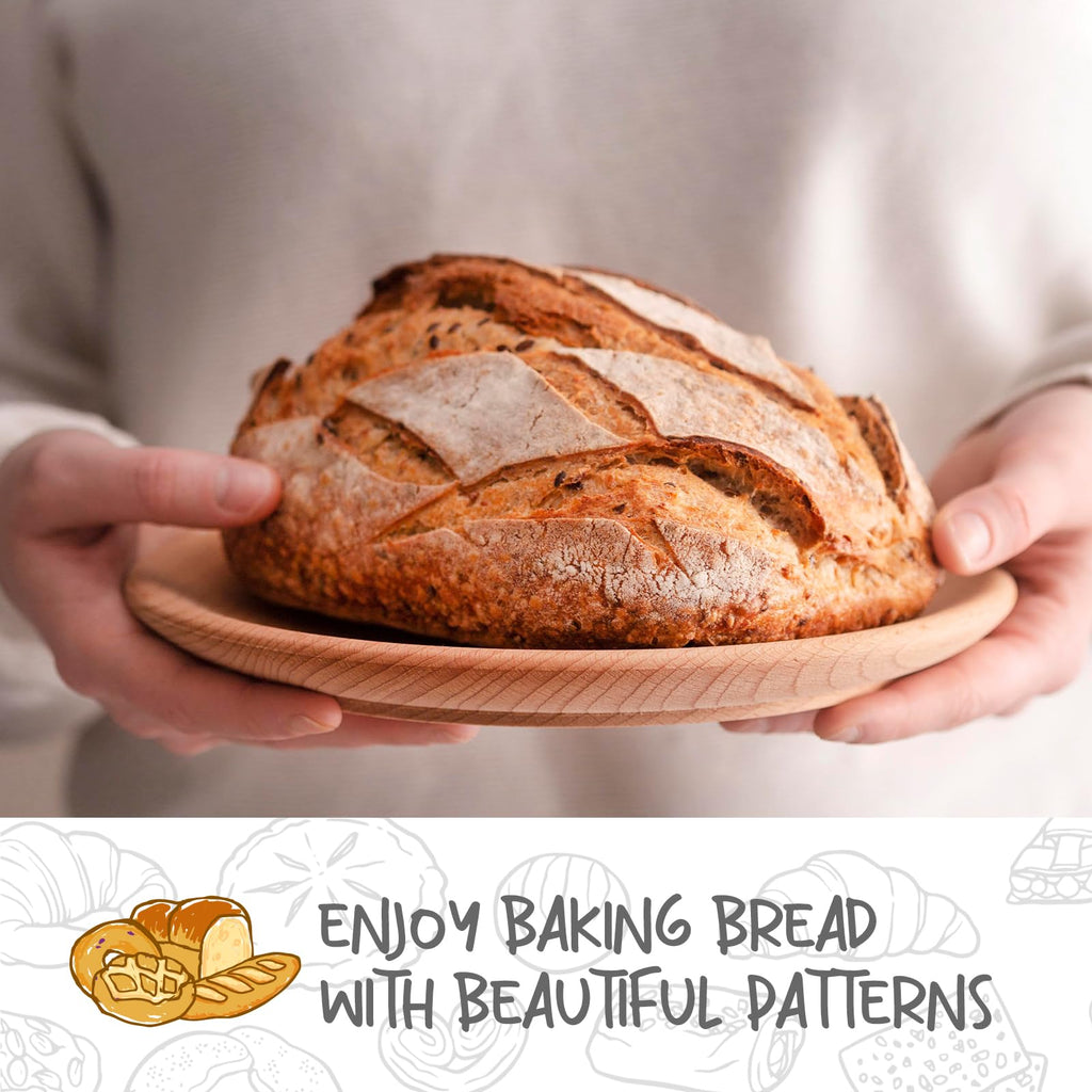 DOYOLLA Round Bread Dough Proofing Rising Rattan Baskets(Set of 2, 9 inch) w/Liners for Home Sourdough Bread Bakers
