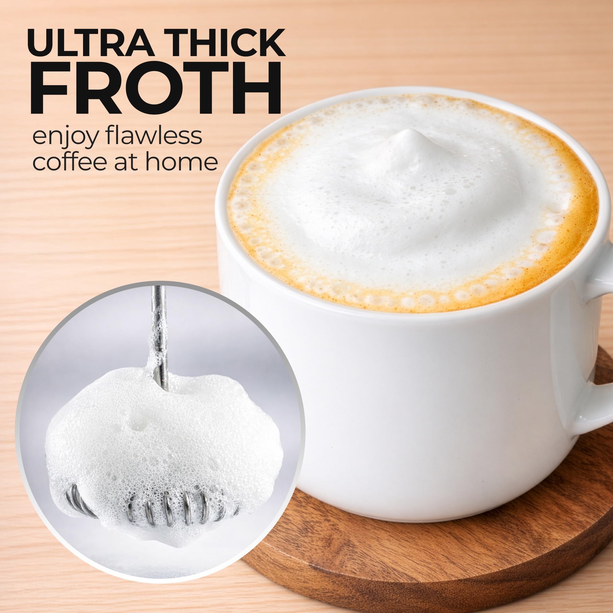 Zulay Froth N Go Milk Frother – Rechargeable 3-in-1 Handheld Frother Wand with Travel Case & USB-C Charger – Single, Double & Egg Whisk for Latte, Cappuccino, Matcha, Protein Shakes - Diamond White