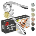 Premium Garlic Press, Professional Garlic Mincer, Easy to Squeeze and Clean, Rust Proof, Efficient Ginger Crusher - Sliver