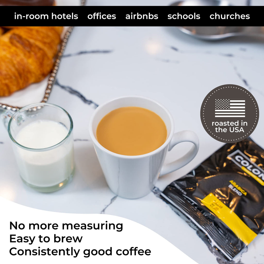 Colonial Coffee Decaf Dark Roast Hotel Filter Packs, 0.5oz, 150 Ct