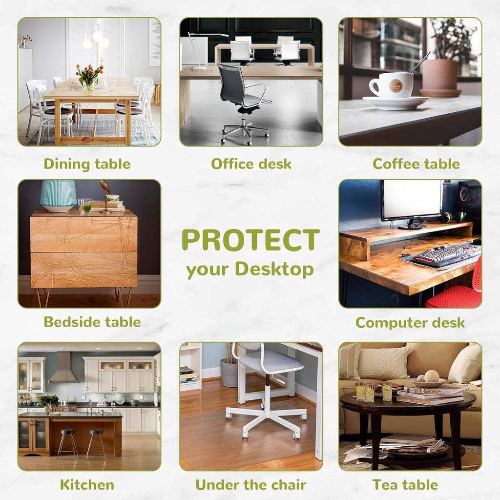Eisdroma 40 x 83 Inch Clear Table Cover Protector, Clear Table Protector for Dining Room Table, 1.5mm Plastic Table Cover, Waterproof Table Pad for Kitchen, Office