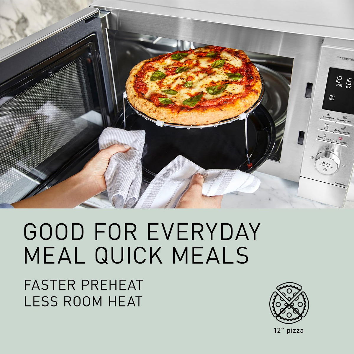 Panasonic HomeChef 4-in-1 Countertop Microwave Air Fryer Combo, Time-Saving 20 Presets + App-Linked Recipes, 1000W 1.2 cu ft Inverter Multi Oven & Convection Tech – NN-CV87QS Stainless Steel