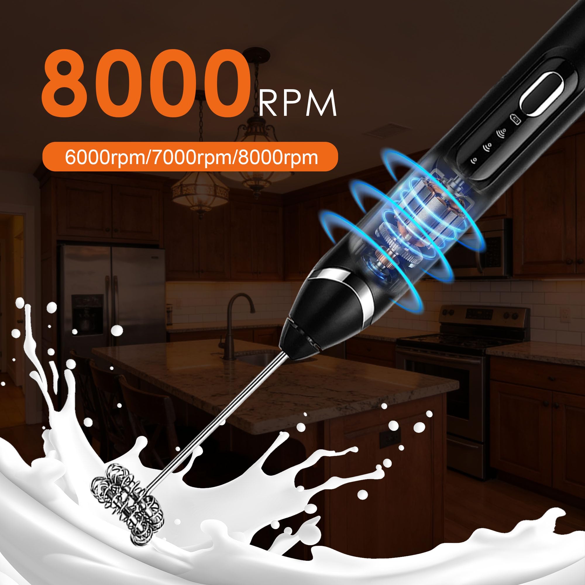 ToWinSom Rechargeable Milk Frother with Stand,Coffee Frother,Drink Mixer