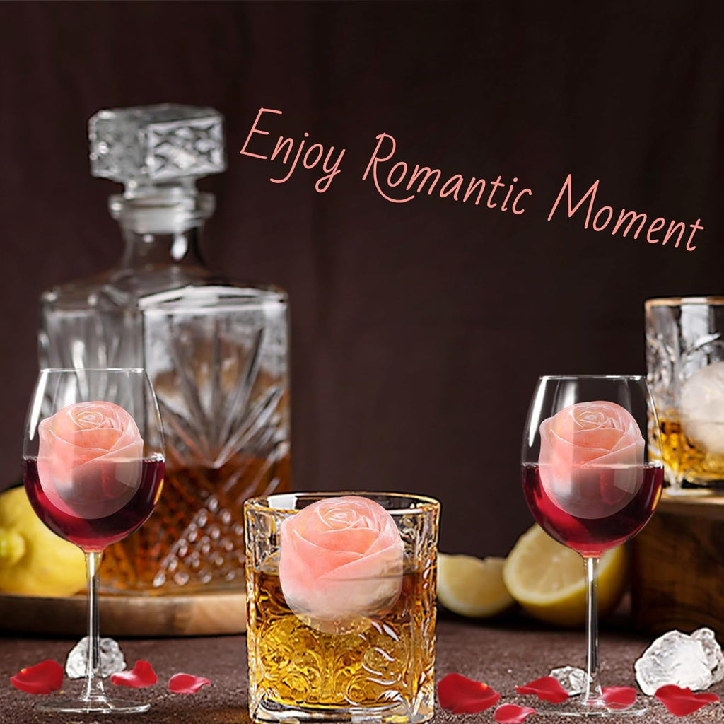 Aibirui Rose Ice Cube Mold,2" x 4 ices,Large Ice Cube Molds,Ice Cube Tray