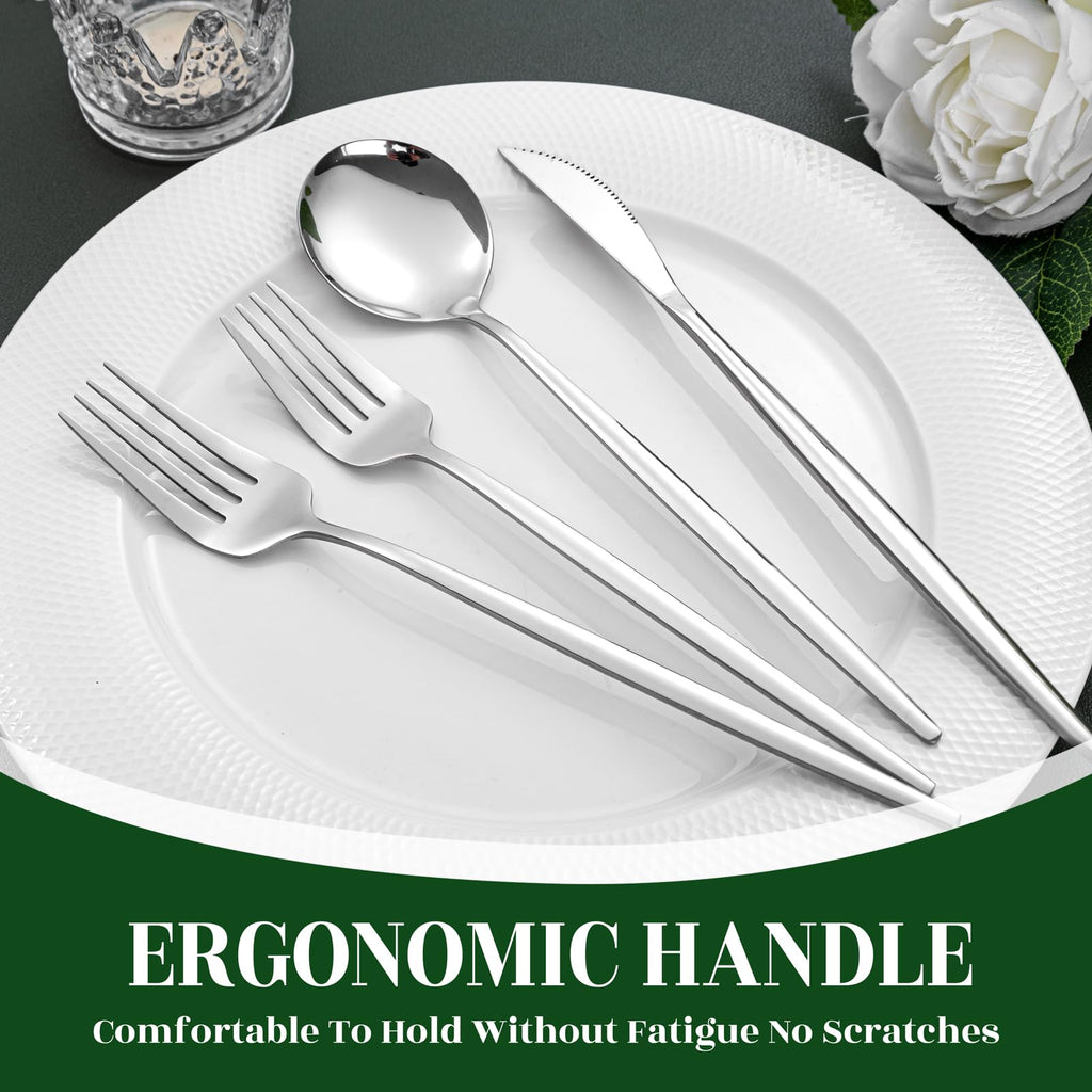 NOCCUR 40-Piece Stainless Steel Silverware Set for 8 - Utensils Set Include Knives Spoons and Forks - Mirror Polished for Home&Party