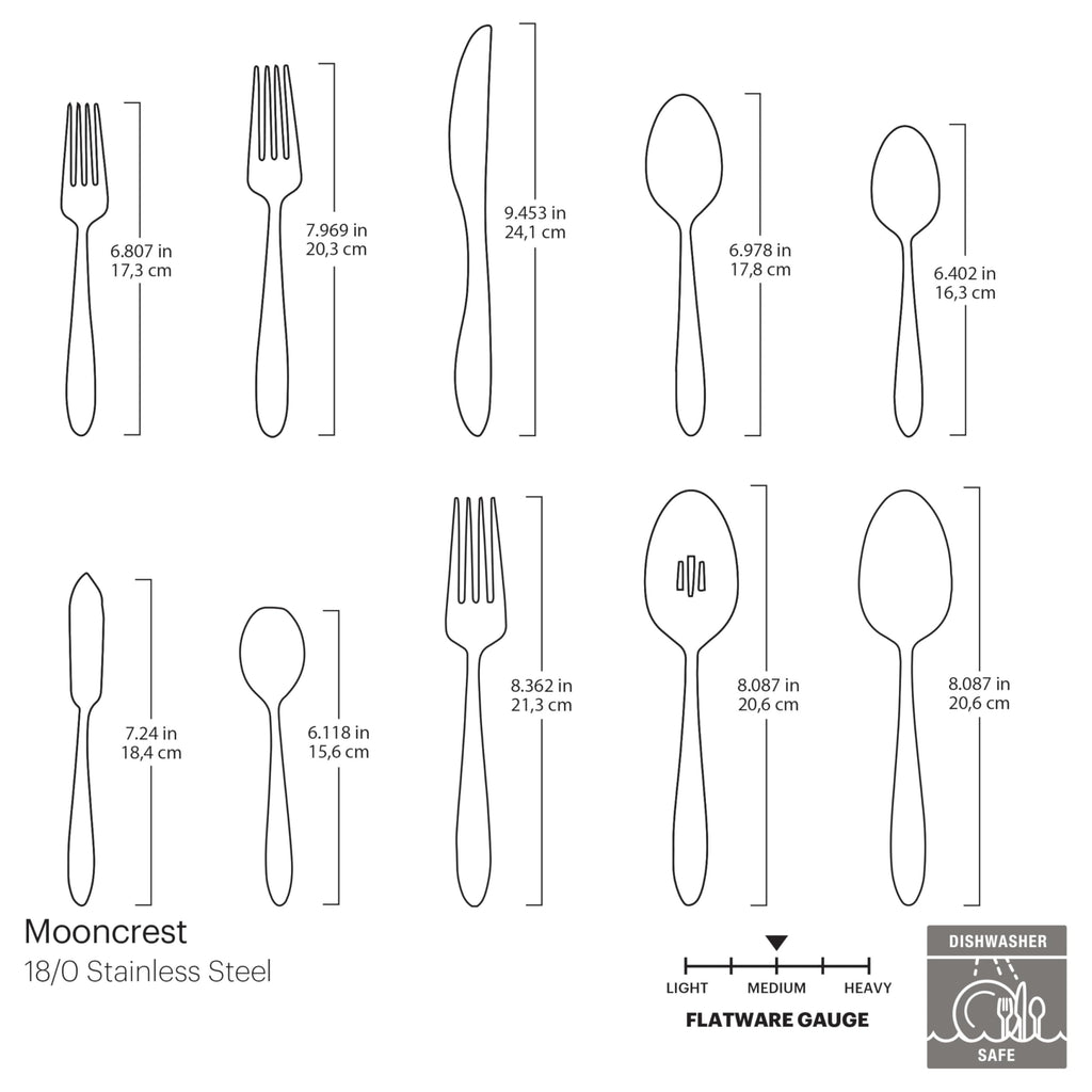 Oneida Mooncrest 45-Piece 18/0 Silverware Set for 8, Flatware