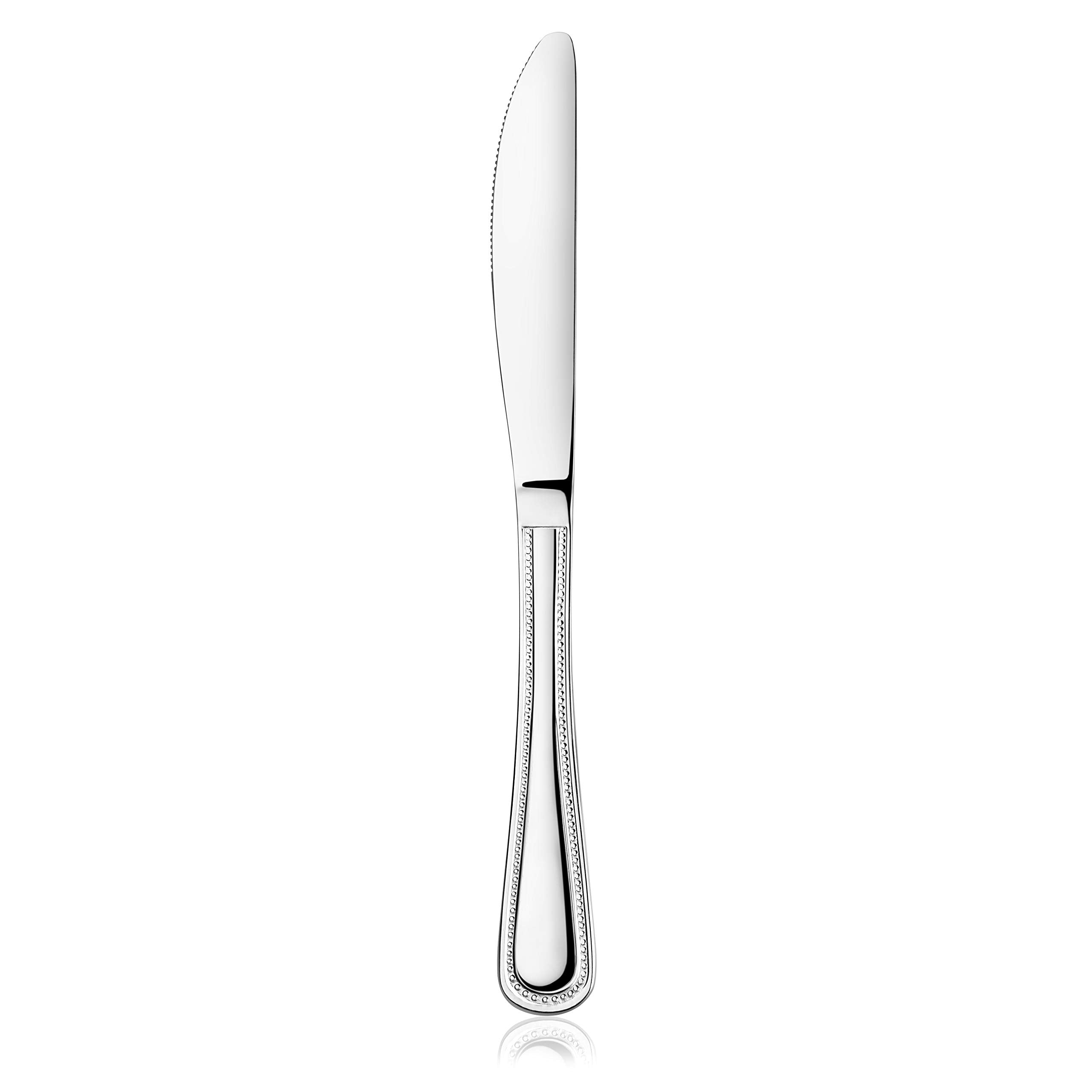 New Star Foodservice Bead Pattern Stainless Steel Dinner Knife, 8.5-Inch, Set of 12, Commercial Grade