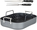 Viking 3-Ply Oval Roasting Pan, 8.5 Quart, Stainless Steel Kitchen Cookware with Metal Induction Lid and Rack, Great for Turkey, Dishwasher and Oven Safe, Silver