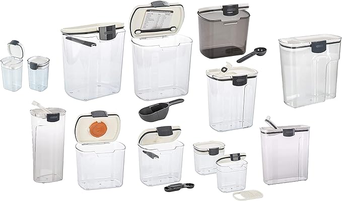 Progressive ProKeeper Baker's Airtight Kitchen Storage Canister Container Set for Flour, Sugar & More, Keeps Ingredients Fresh