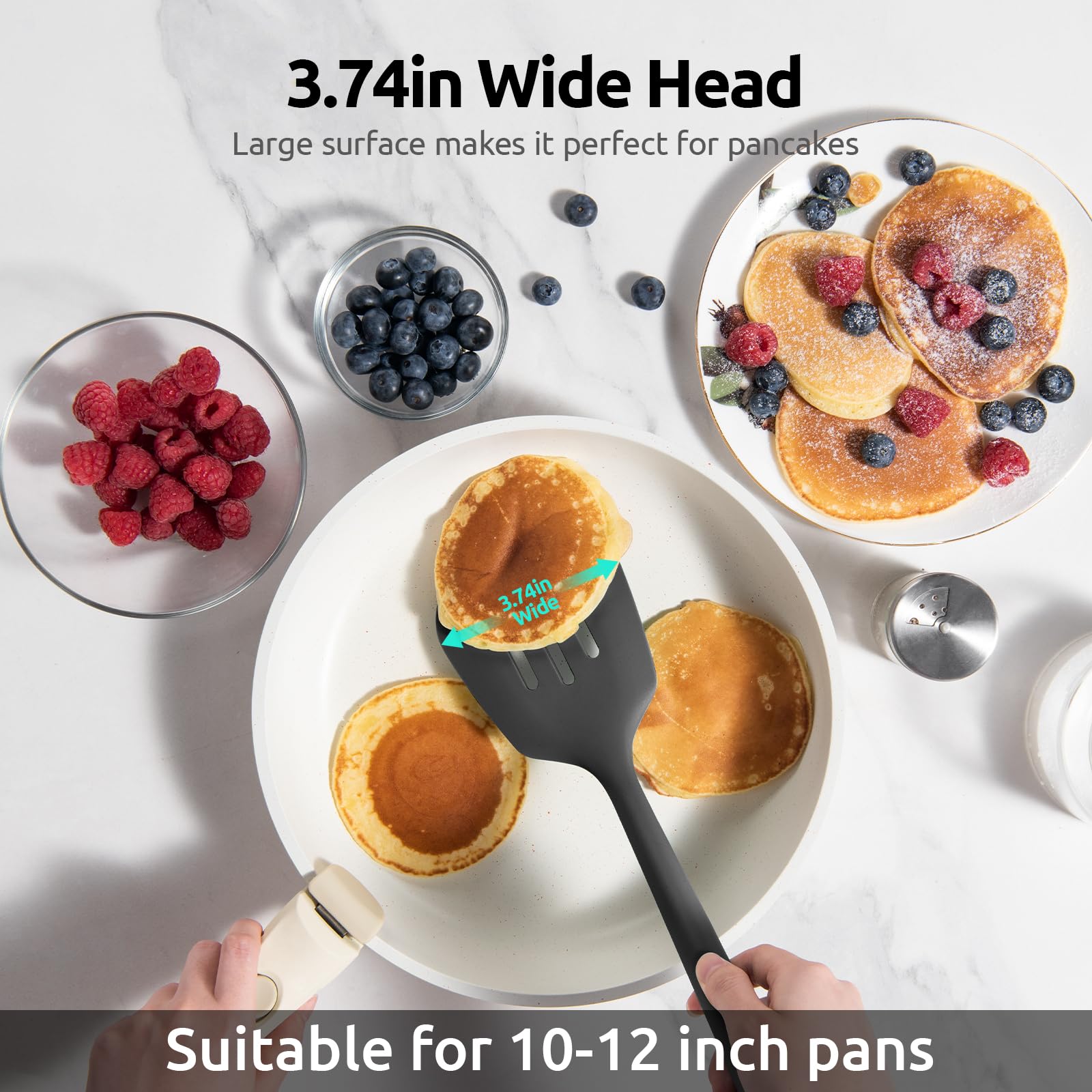 U-Taste Silicone Turner Slotted Spatula, 13.6" Long/3.7" Wide, Black