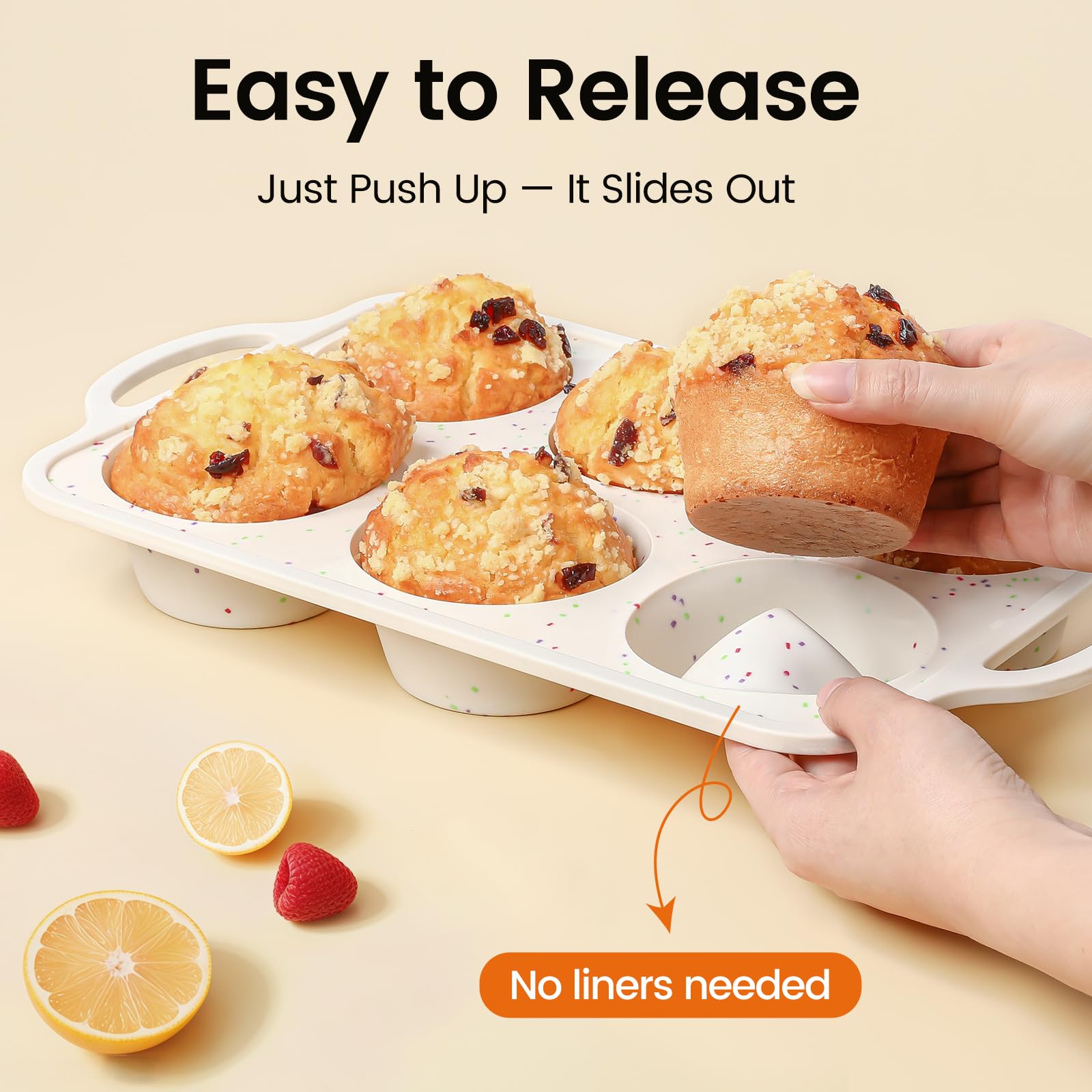 Fimary Silicone Jumbo Muffin Pan with Metal Frame, Non Stick Food Grade Silicone Large Muffin Pan Set of 2, with Handles 6 Cup,BPA-Free and Dishwasher Safe, Jumbo Cupcake Pans