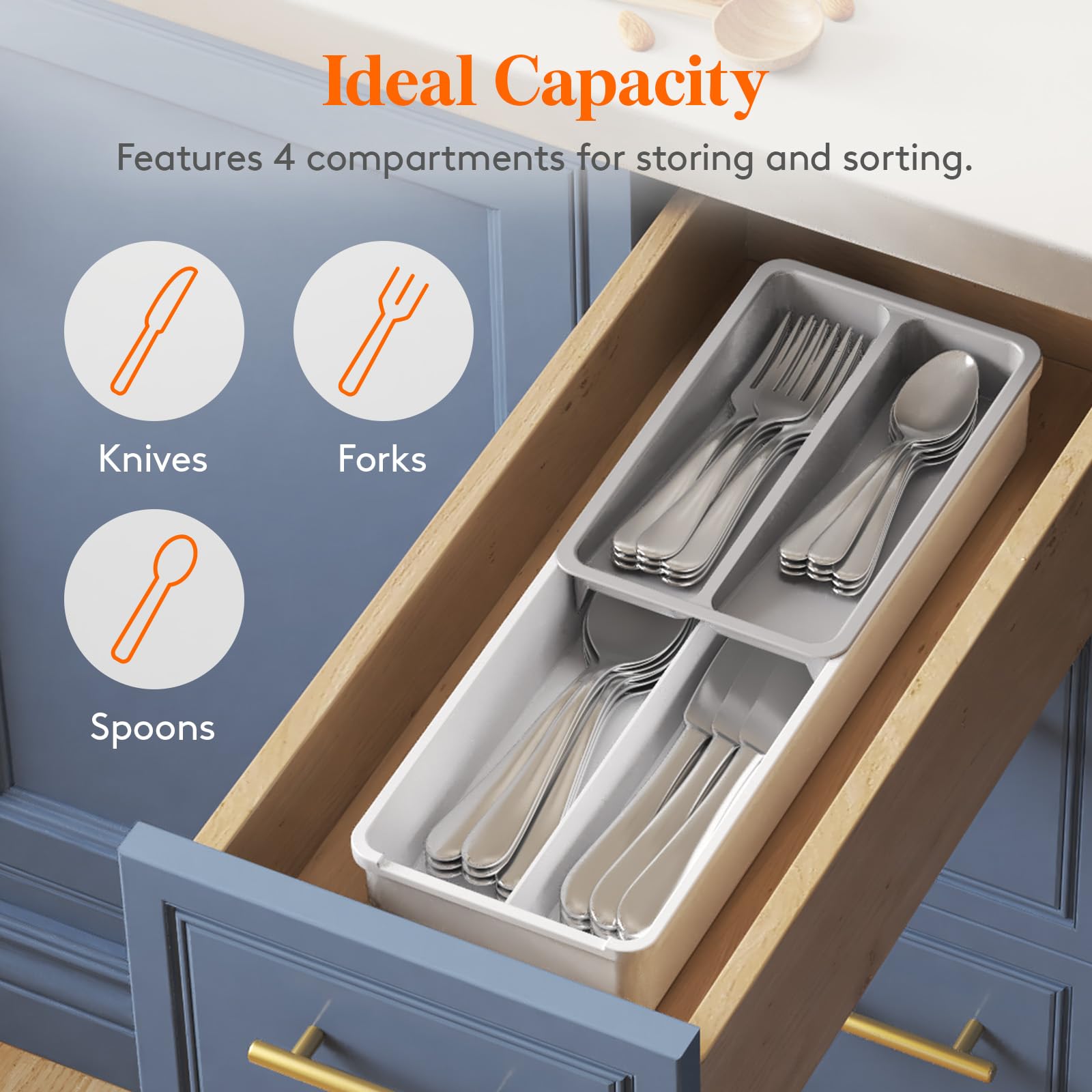 Lifewit Compact Silverware Organizer for Kitchen Drawer