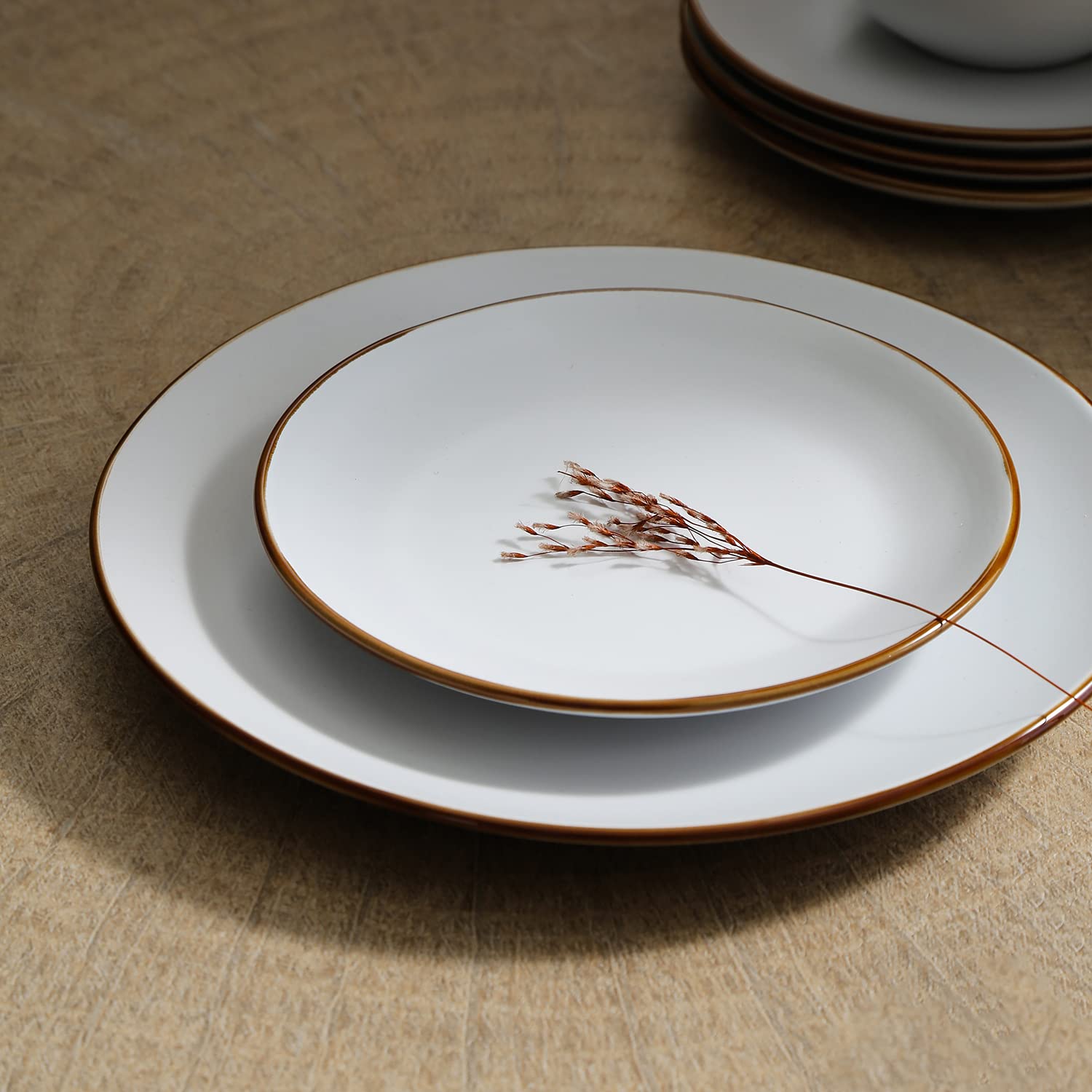 Stone Lain Brasa Stoneware 16 Piece Modern Dinnerware Sets, Plates and Bowls Service for 4, White, Microwave & Dishwasher Safe
