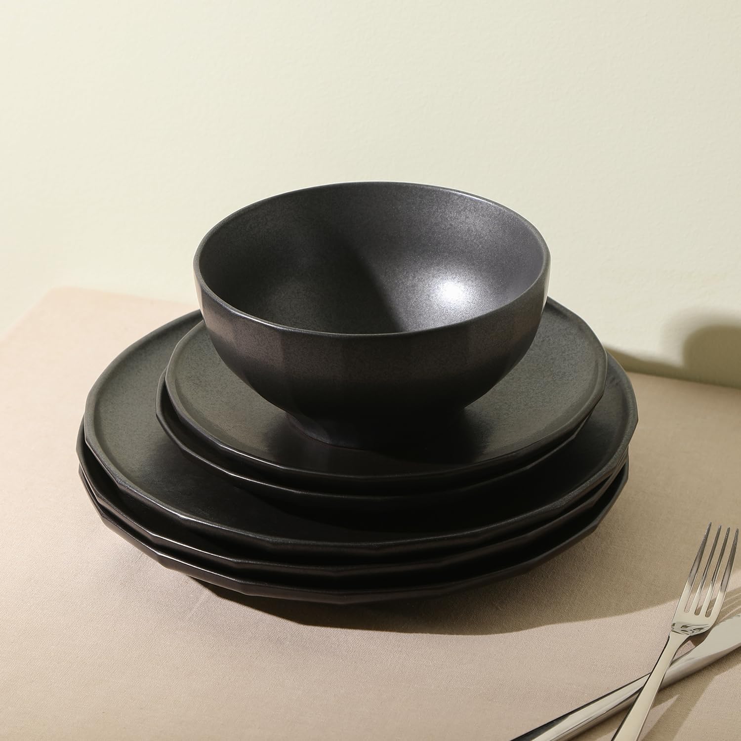 Stone Lain Rio 4-Piece Bowl Set Stoneware, Black