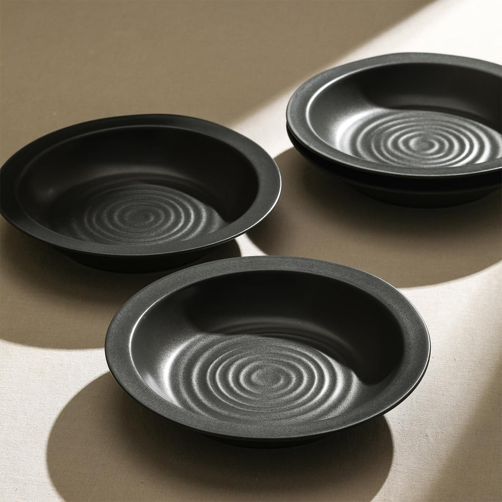 Stone Lain Orbit 24-Piece Dinnerware Set Stoneware, Plates and Bowls Set, Pasta Bowls, Microwave and Dishwasher Safe, Dish Set for 8, Charcoal