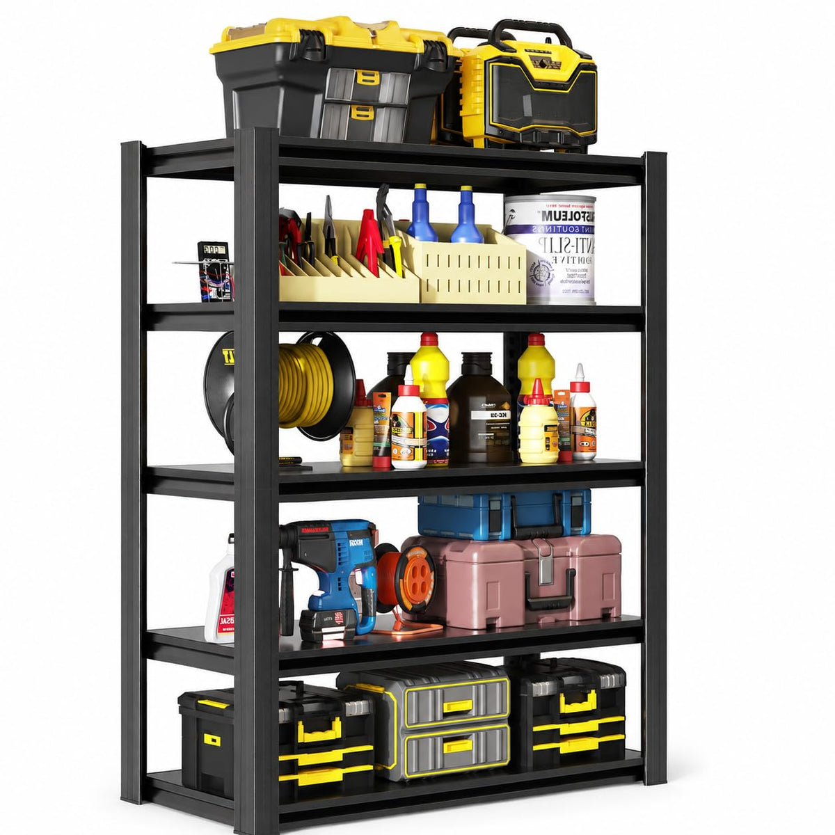 mysteeldepot Heavy Duty 5 Tier Metal Garage Shelving, 72" H × 35" W × 16" D