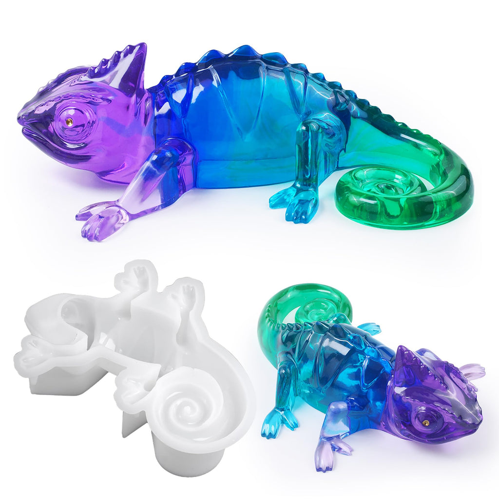 Lizard Animal Cylinder Candle & Resin Mold - Resin Casting Silicone Molds for Home Decor & Candle Making Wave Spiral Mold