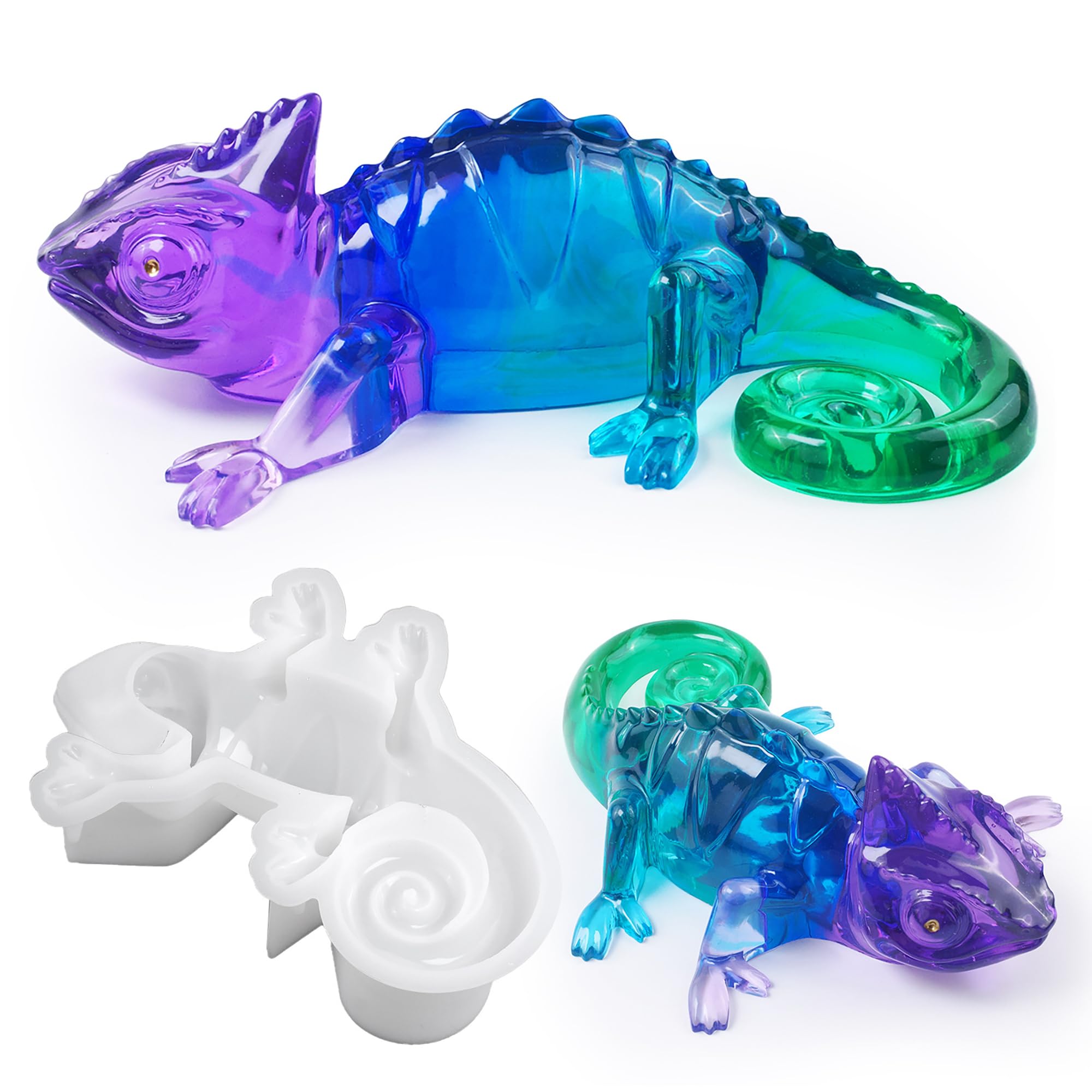 Lizard Animal Cylinder Candle & Resin Mold - Resin Casting Silicone Molds for Home Decor & Candle Making Wave Spiral Mold