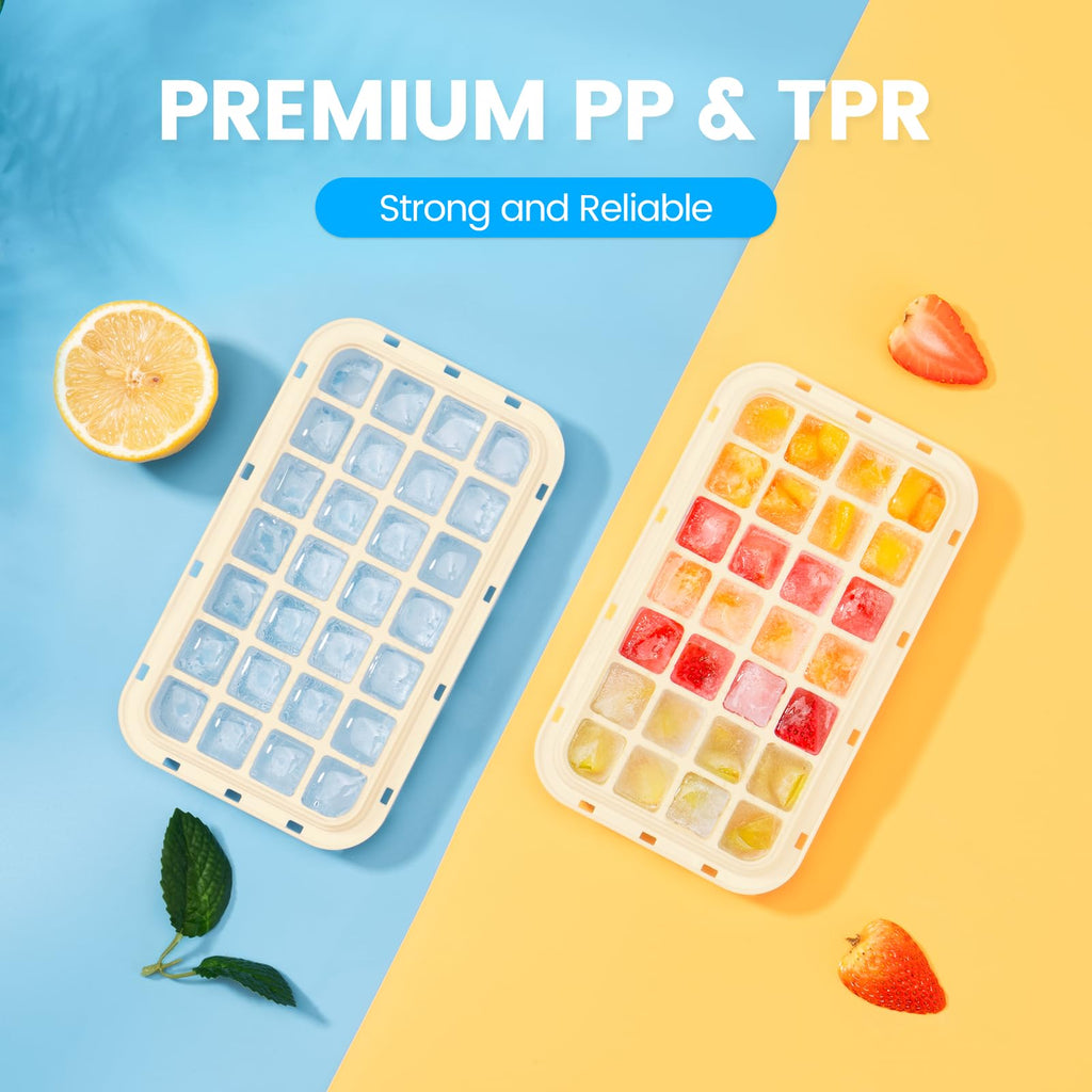 PHINOX Ice Cube Tray with Lid and Bin, Easy Release 56 Cubes for Freezer
