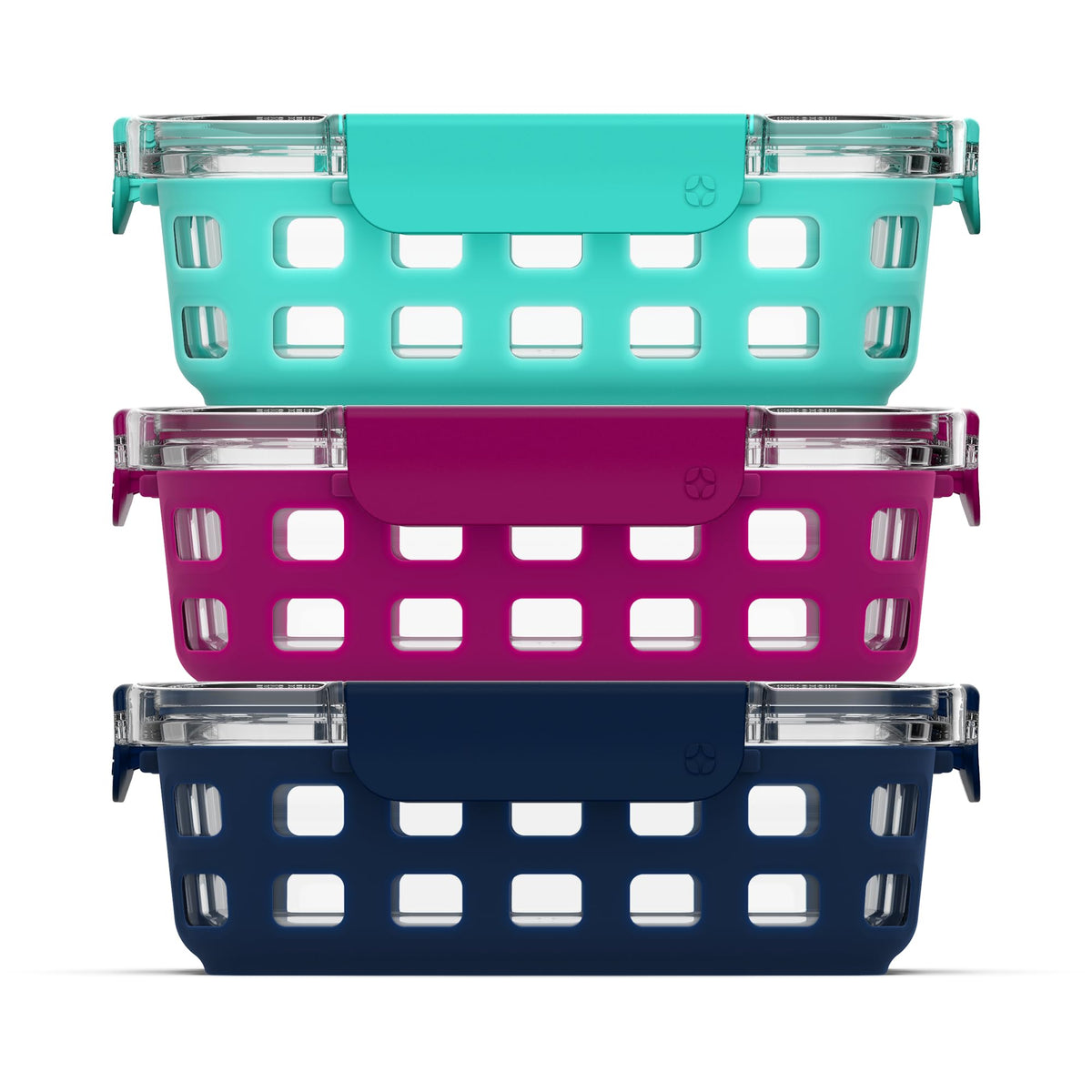 Ello Duraglass 3.4 Cup Glass Meal Prep Containers, 10 Pc, 5 Pack, Blue