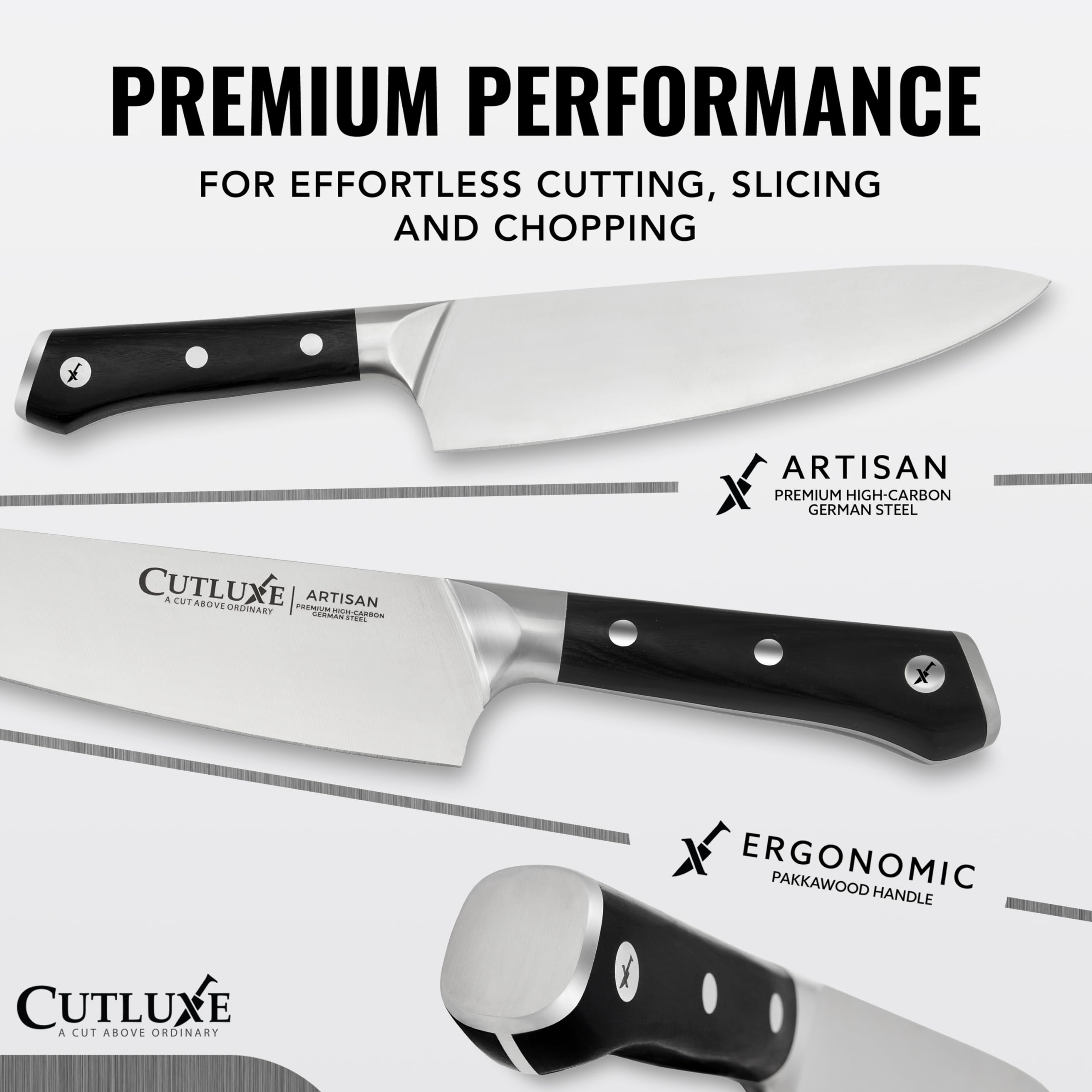 Cutluxe Kitchen Knives, 5-Piece Chef Knife Set – Razor Sharp German Steel