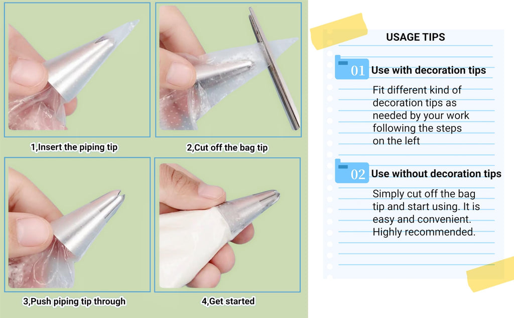 HOMYTOP 19 Inch Extra Large Piping Bags 200 Pack - Disposable Pastry Bags - Thick Anti-Burst Pastry Icing Frosting Piping Bags For Decorating Cupcakes Cakes Cookies (Large 19 Inch-200 Pack)