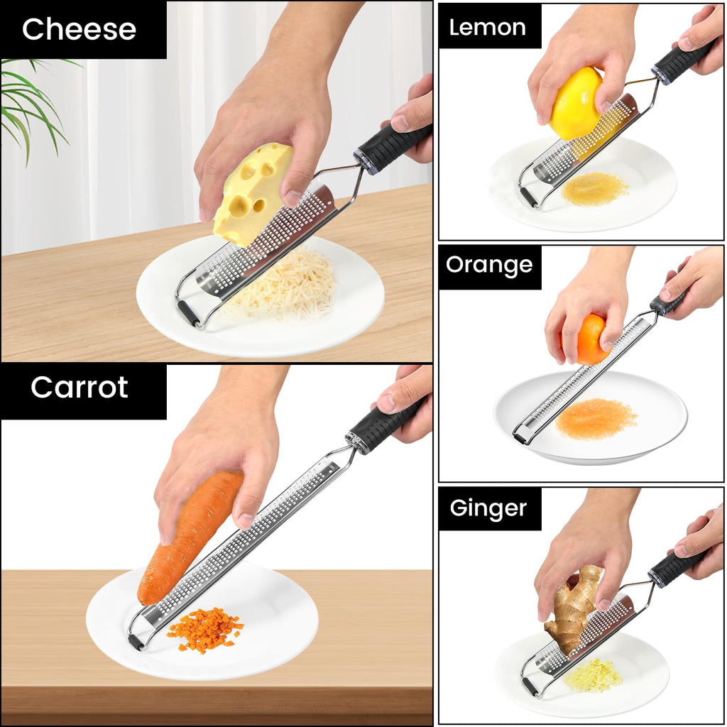 4Pcs Stainless Steel Grater for Different Food Grater with Non-Slip Handle for Vegetables Cheese Shredder and Lemon