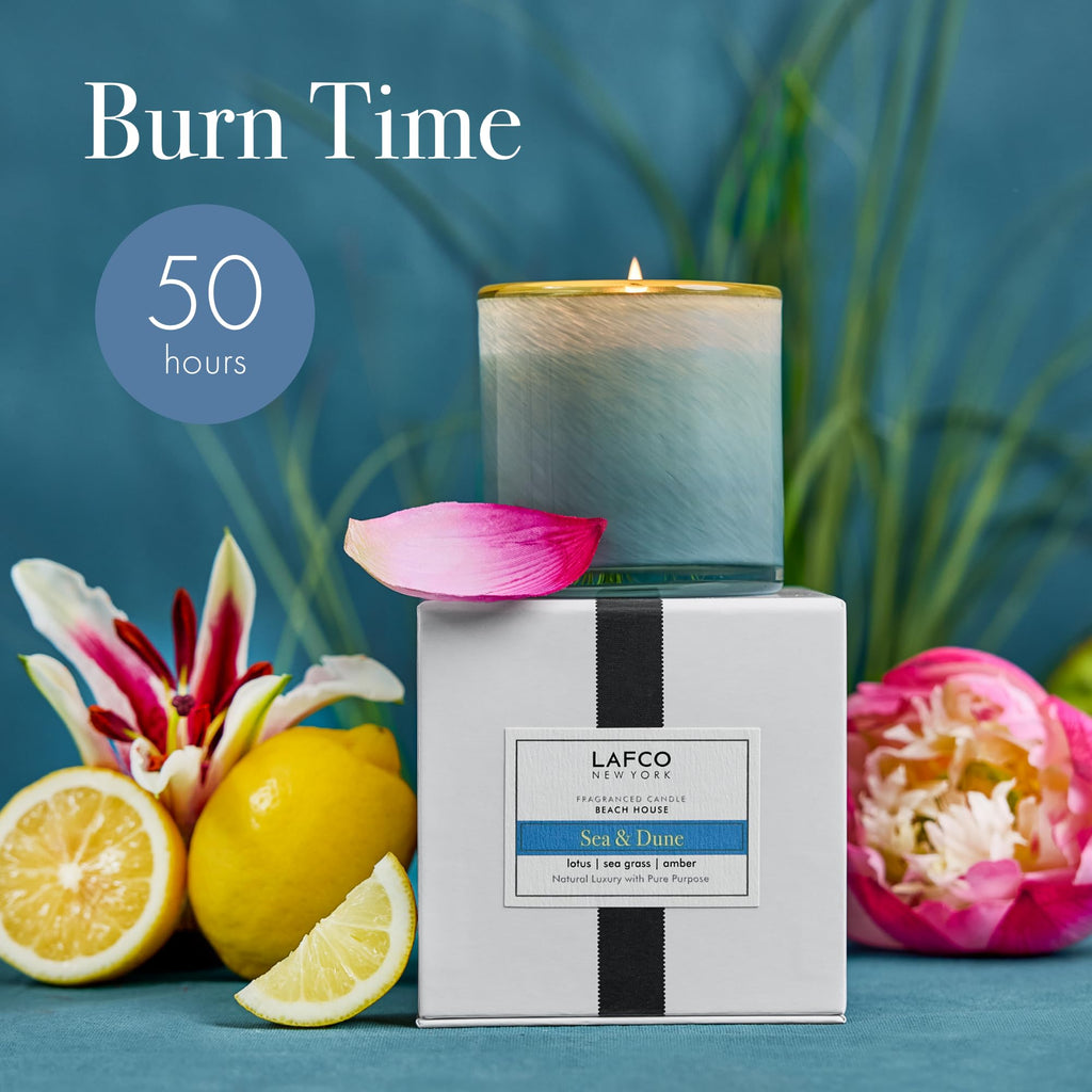 LAFCO New York Classic Candle, Sea & Dune - 6.5 oz - 50-Hour Burn Time - Reusable, Hand Blown Glass Vessel - Made in The USA