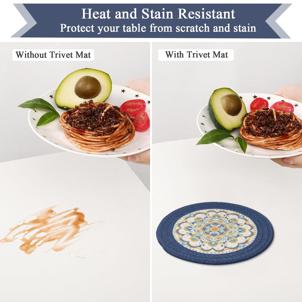 SHACOS 8 Inches Trivets for Hot Dishes, Floral Pattern Trivet Mats 4 Pieces
