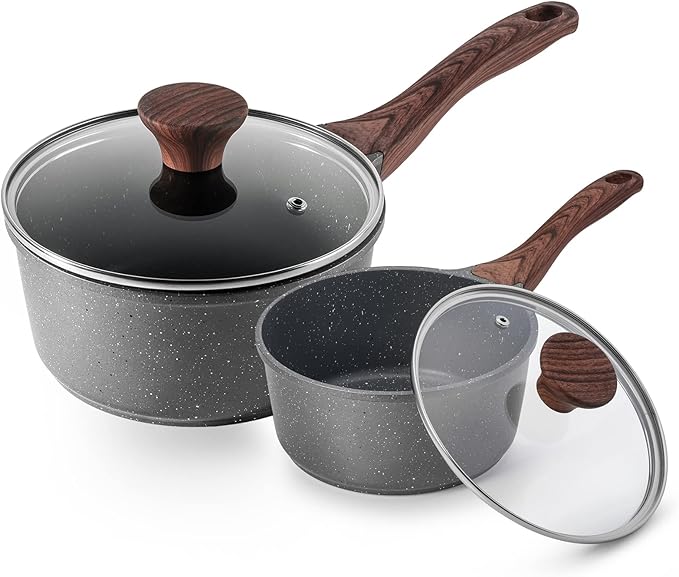 SENSARTE Nonstick Sauce Pan Set with Lid, 1.5+2.5 Quarts, PFOA/PFOS Free