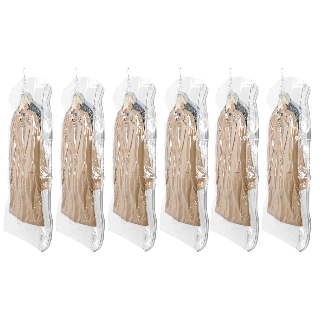TAILI Hanging Vacuum Sealer Storage Space Saver Bags for Clothing,Travel, Suits and Jackets, Closet Organizers, 6 Pack Jumbo Clear