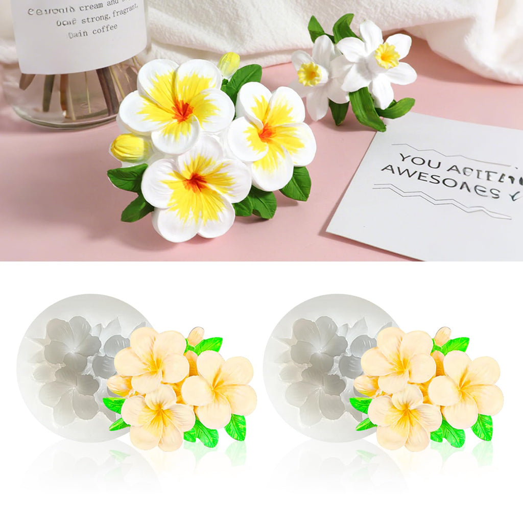 MGLIFEUL 2Pcs Frangipani Flower Candle Wax molds Silicone Shapes for Wax Candles Making Valentine Flower Silicone Large Candle Wax Making molds for Candles moldes de silicona Flores para velas