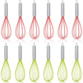 FoldTier 12 Sets 10 Inch Christmas Whisks Gifts DIY Fillable Christmas Tree Ornaments Xmas Colored Silicone Whisks for Cooking Heat Resistant Egg Beaters with Card Rope Bag for Candy Holder