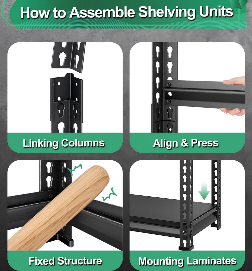 SUPPNEED Metal Storage Garage Shelving: 48'' Wide 2,500Lbs Freestanding Utility Shelves, Adjustable Heavy Duty Rack Units 5 Tier Black 48" W x 18" D x 78" H