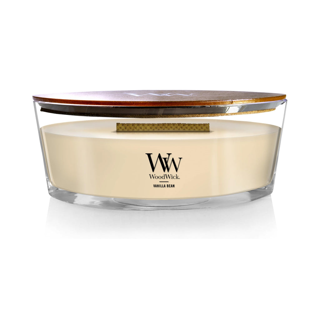 WoodWick Vanilla Bean Holiday Candle Gifts for Women and Men, 16 oz Ellipse Candle with Crackling Wick