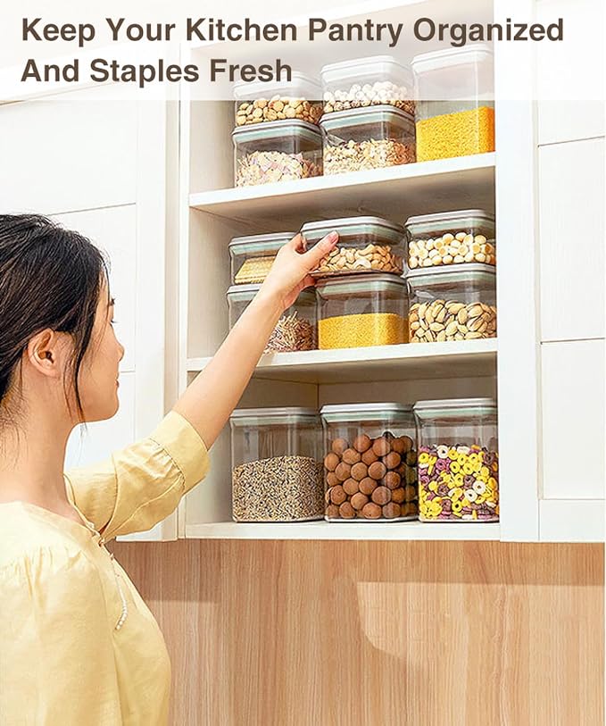 Pop Food Storage Containers Airtight Food Storage Containers Set with Lids Kitchen Pantry Organization and Storage, Stackable, BPA Free, 3 x 1.2Qt