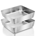 Herogo 9 x 9 x 2 Inch Baking Pan Set of 2 for Oven, Stainless Steel Square Cake Pan for Lasagna Brownies Casseroles Cakes, Dishwasher Safe & Durable