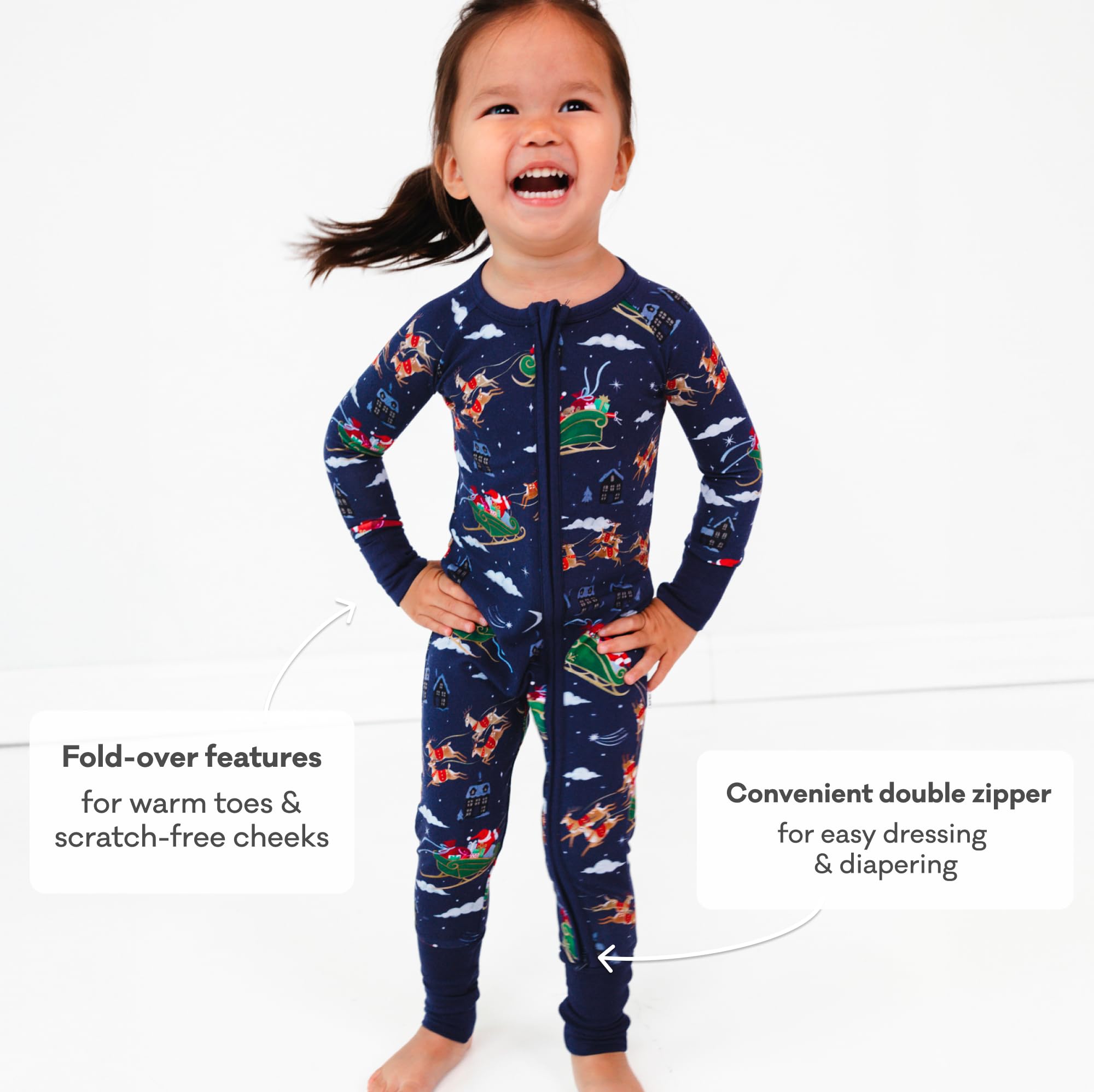 Little Sleepies Baby Christmas Pajamas, Santa's Sleigh, Preemie