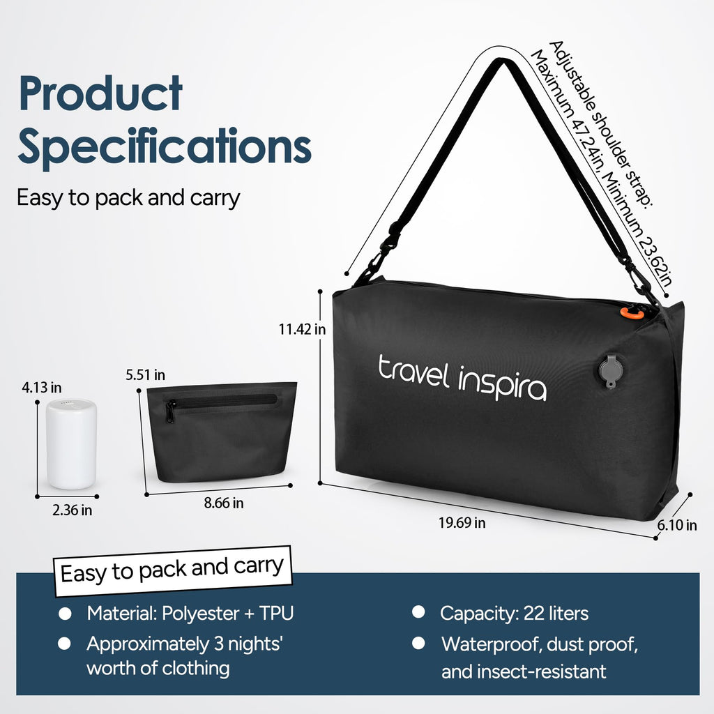Compression Packing Cube with Electric Pump, Waterproof Travel Storage Bag