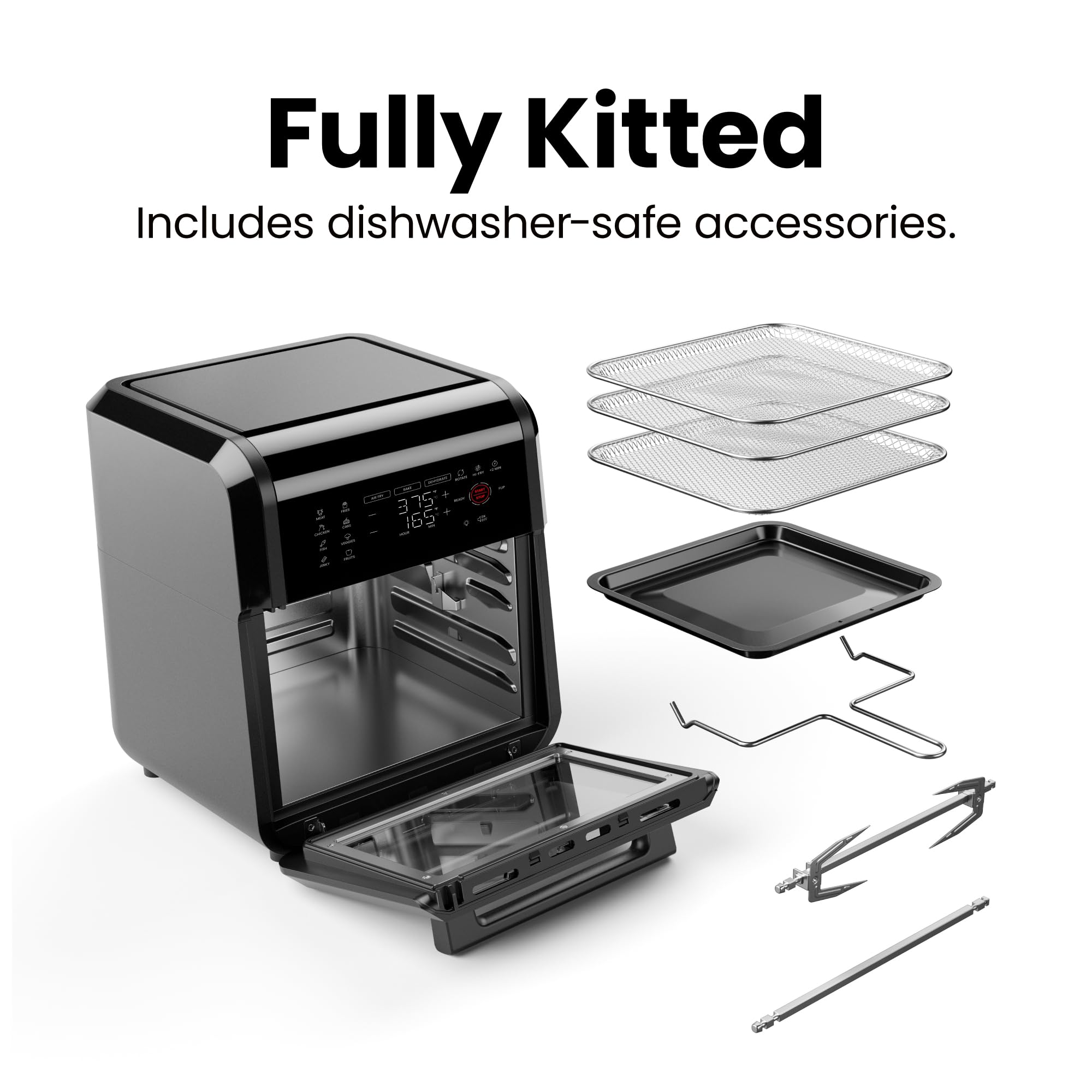 Chefman 12-Quart 5-in-1 Air Fryer Oven with Digital Timer, Touchscreen, and 12 Presets - Family Size Countertop Convection Oven, Dishwasher-Safe Parts