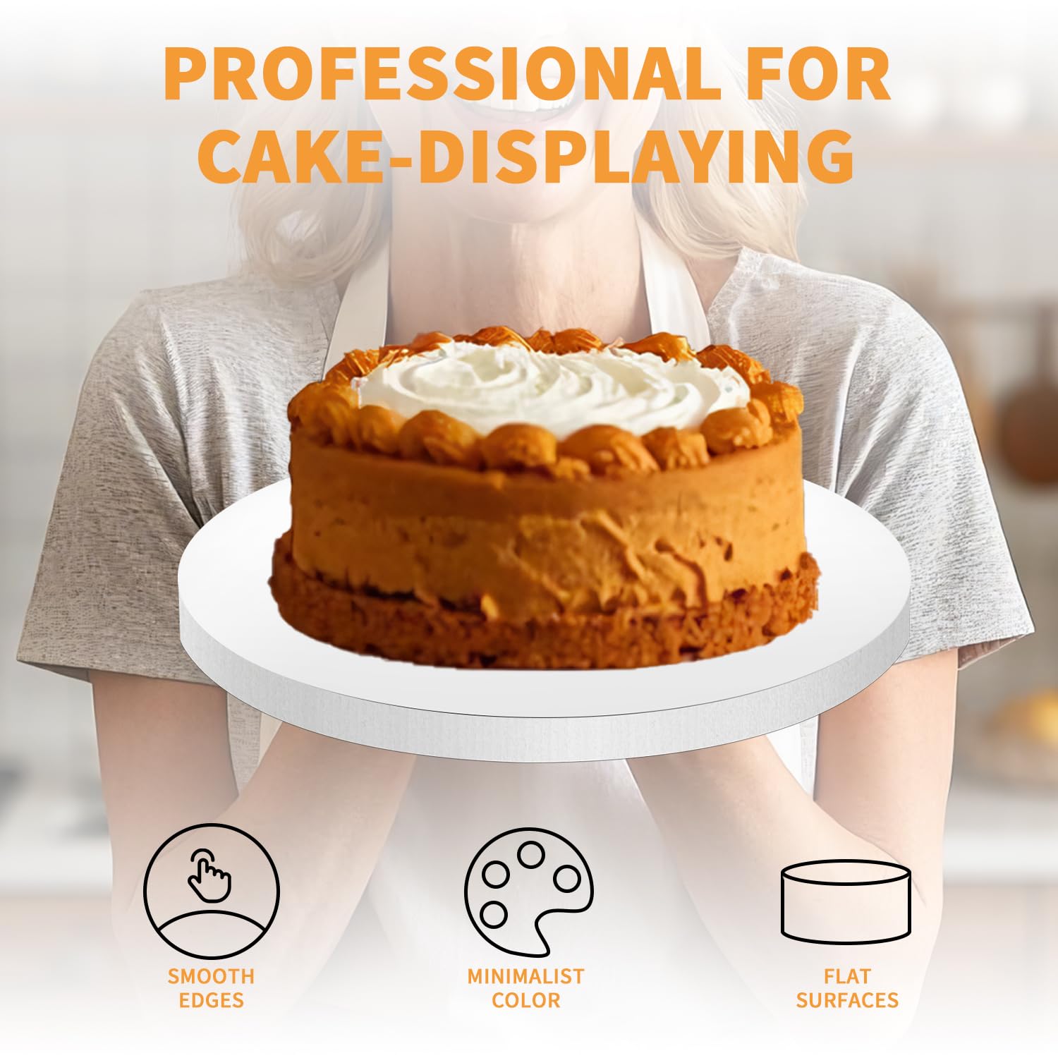 5packs Cake Boards 10 Inch Round,1/2" Thick Cake Drum, Cake Board Food Grade Cake Base, White Cake Cardboard Circles Bases para Pasteles for Wedding & Party & Pizza Desserts(10inch/5pcs)